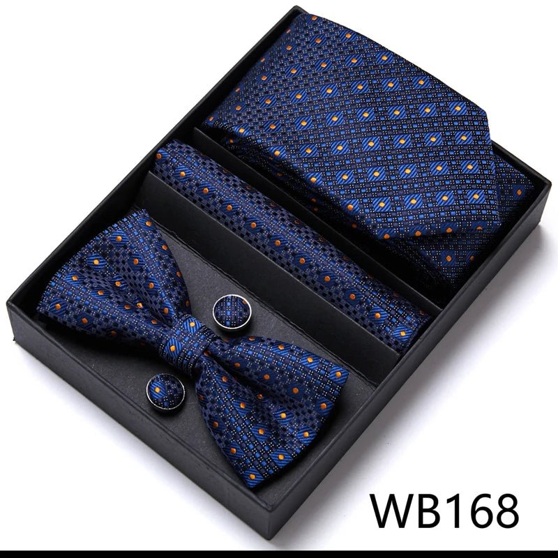 Tie For Men Formal Dress Tuxedo NeckTie Handkerchief Bow Tie Set PlaisyParty Groom Wedding Butterfly Bowtie In Box - Luzilly Bridal & Apparel