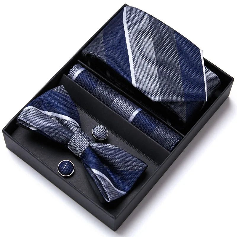 Tie For Men Formal Dress Tuxedo NeckTie Handkerchief Bow Tie Set PlaisyParty Groom Wedding Butterfly Bowtie In Box - Luzilly Bridal & Apparel