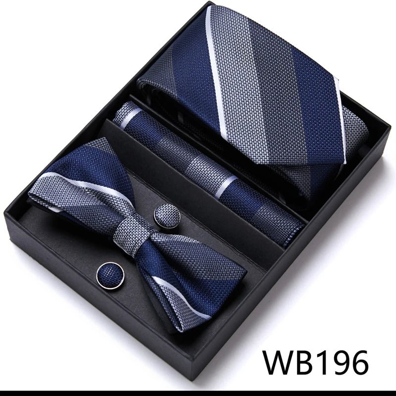 Tie For Men Formal Dress Tuxedo NeckTie Handkerchief Bow Tie Set PlaisyParty Groom Wedding Butterfly Bowtie In Box - Luzilly Bridal & Apparel