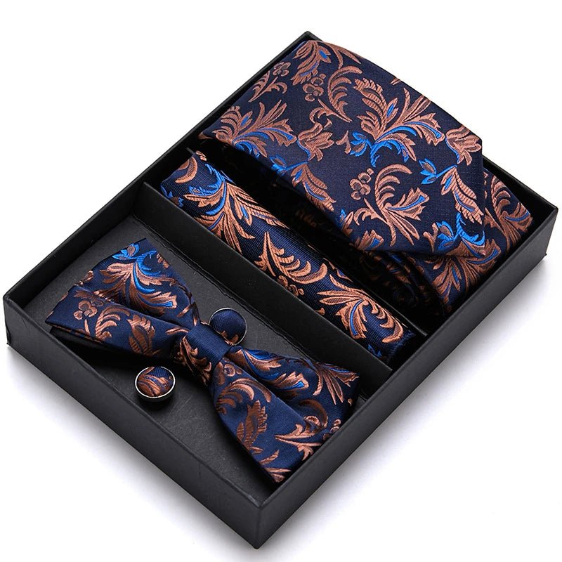 Tie For Men Formal Dress Tuxedo NeckTie Handkerchief Bow Tie Set PlaisyParty Groom Wedding Butterfly Bowtie In Box - Luzilly Bridal & Apparel