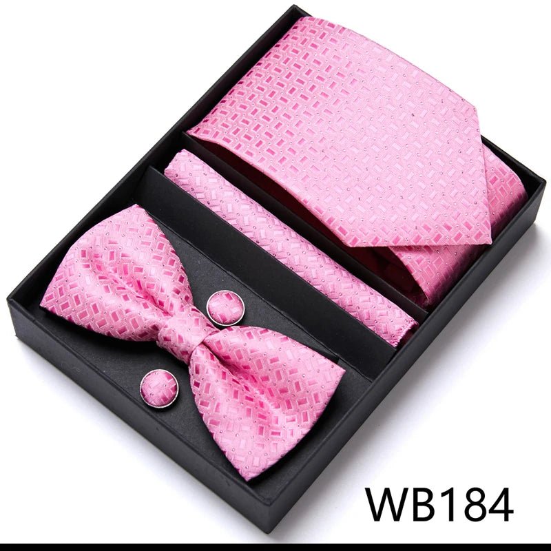 Tie For Men Formal Dress Tuxedo NeckTie Handkerchief Bow Tie Set PlaisyParty Groom Wedding Butterfly Bowtie In Box - Luzilly Bridal & Apparel