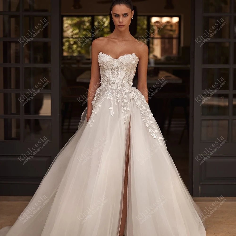 Tiered Tulle Strapless A-Line Wedding Dress - Luzilly Bridal & Apparel