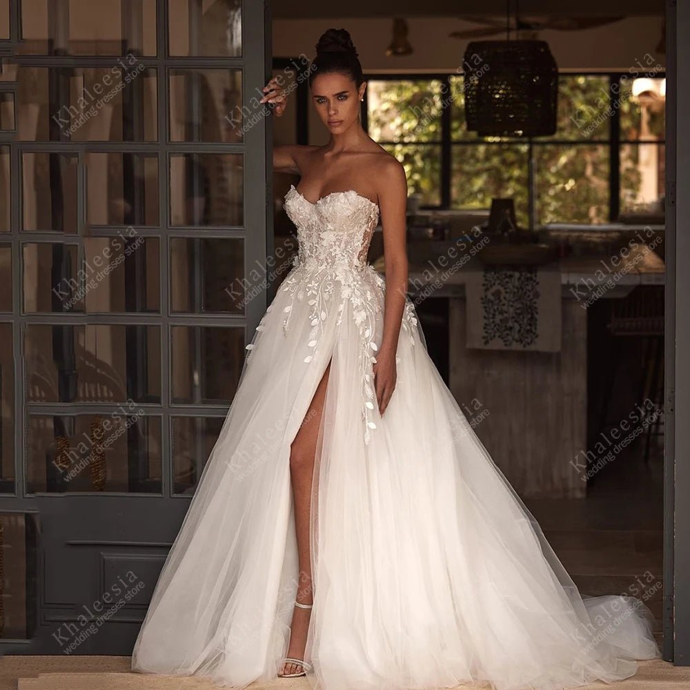 Tiered Tulle Strapless A-Line Wedding Dress - Luzilly Bridal & Apparel