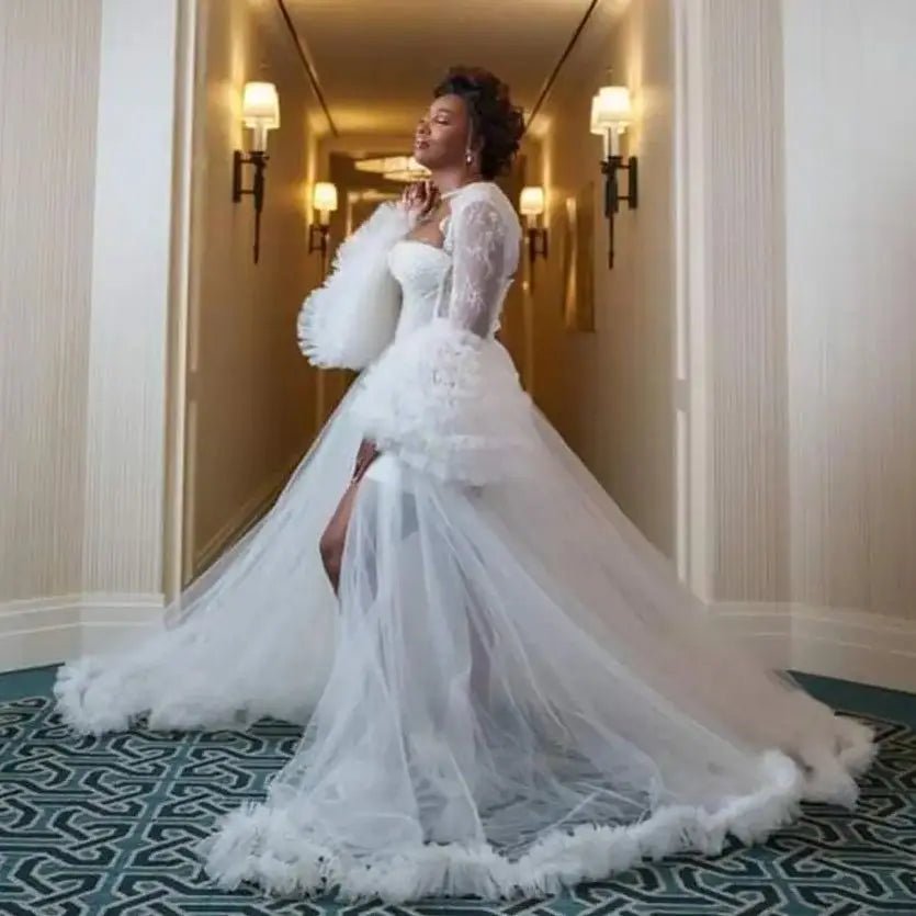 Tiered Tulle Wrap Photoshoot Gown - Luzilly Bridal & Apparel