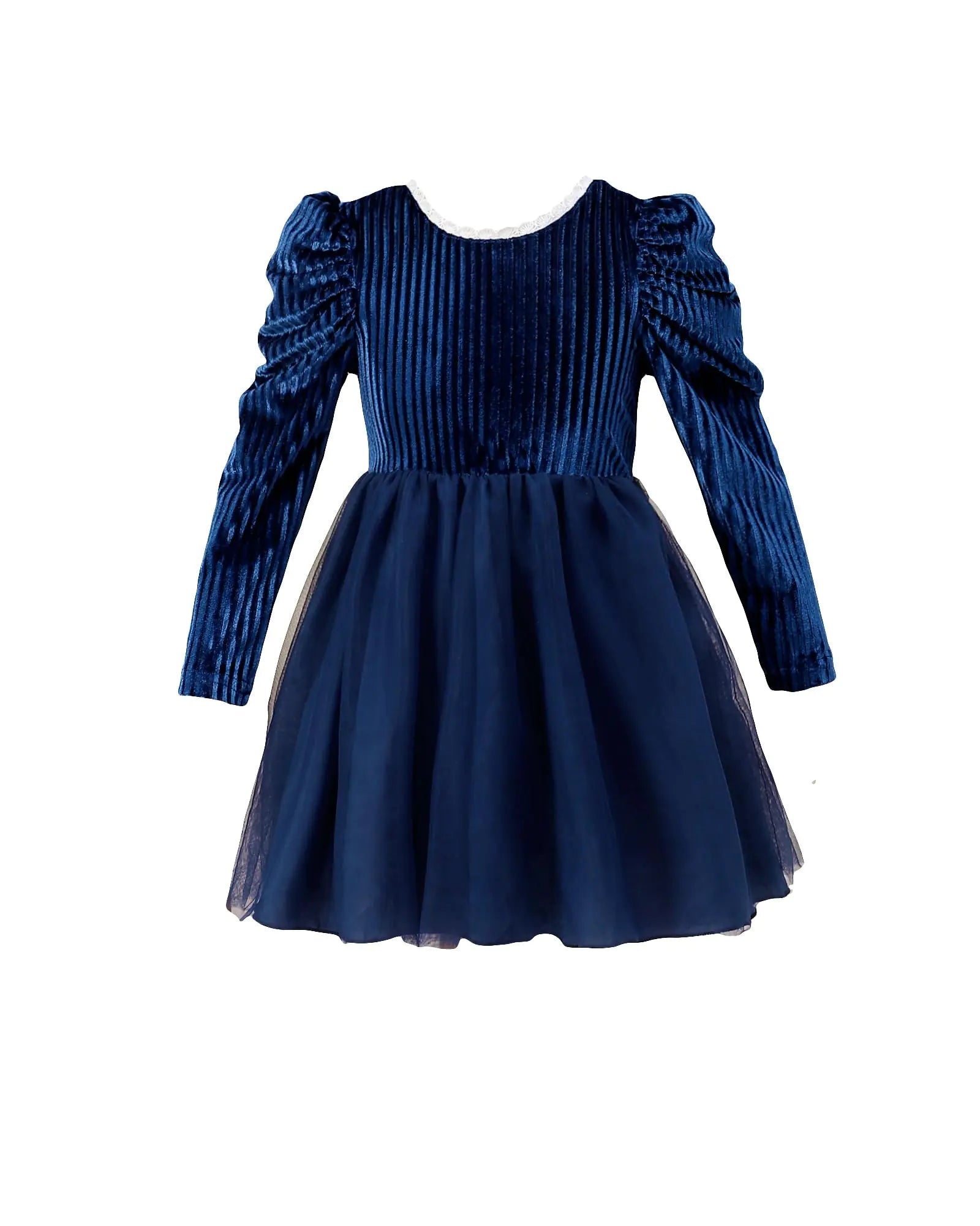 Toddler Baby Girl Dress Backless Tutu Fall Dresses-Blue Velvet Long Sleeve Dress-Cute Flower Girls Party Princess Tulle Dresses-Girls-Winter Dress - 2-3T -  GIAA211710017 - Luzilly Bridal & Apparel