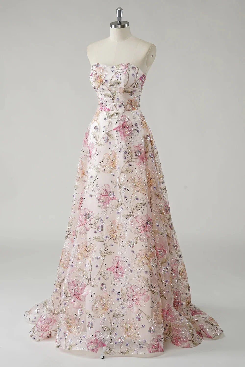 Tokyo Customized Pink Strapless Wedding Dresses Sleeveless Flower Back Zip Bridal Gowns Elegant A-Line Court Train Wedding Gowns - Luzilly Bridal & Apparel