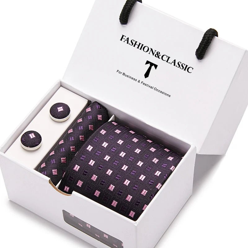 Top Grade Fashion Blue Dot Tie Pocket Square Cufflinks Set For Men Gift Box Wedding Gravatas Fit Formal Party - Luzilly Bridal & Apparel