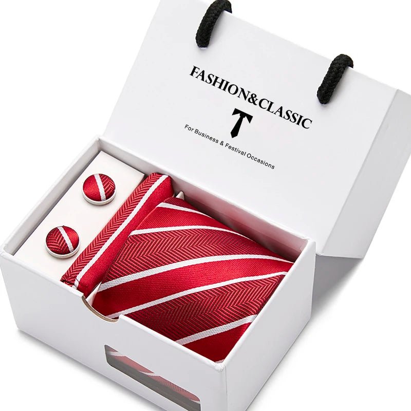 Top Grade Fashion Blue Dot Tie Pocket Square Cufflinks Set For Men Gift Box Wedding Gravatas Fit Formal Party - Luzilly Bridal & Apparel