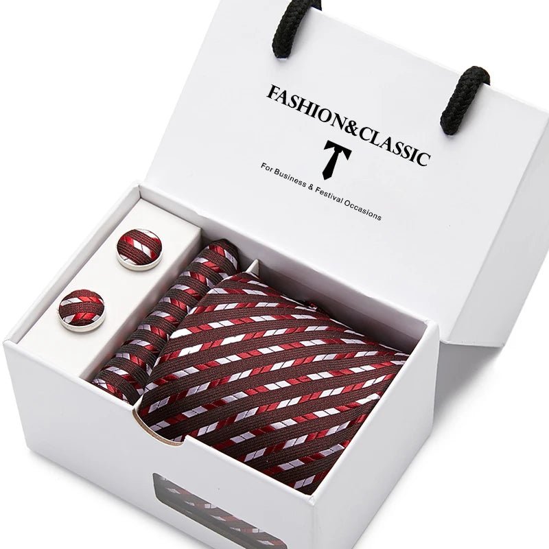Top Grade Fashion Blue Dot Tie Pocket Square Cufflinks Set For Men Gift Box Wedding Gravatas Fit Formal Party - Luzilly Bridal & Apparel