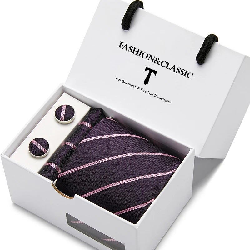 Top Grade Fashion Blue Dot Tie Pocket Square Cufflinks Set For Men Gift Box Wedding Gravatas Fit Formal Party - Luzilly Bridal & Apparel