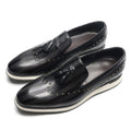 Top Grade Luxury Men's Genuine Leather Loafers | Original Stripe Rivets & Tassel Casual Flat Shoes - Luzilly Bridal & Apparel