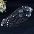 TOPQUEEN VA15 Mini Bridal Veils Blusher Veil Wedding Birdcage Veil with Pearls on the Two Combs Bachelorette Party Accessories - Luzilly Bridal & Apparel