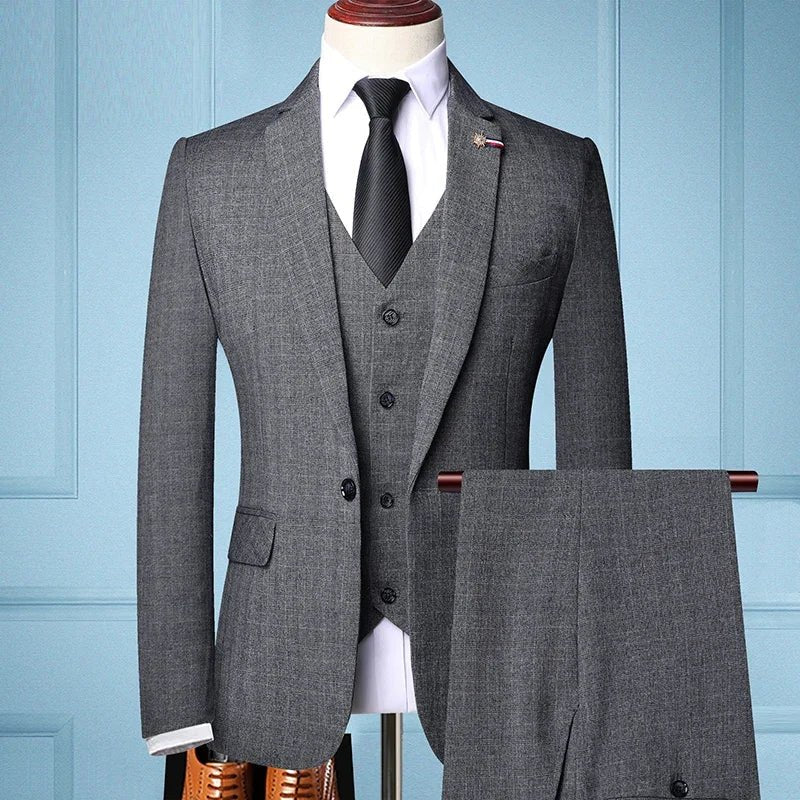 Traje De Hombre Elegante (Blazer+Vest+Pants) Men's Fashion Business Casual Slim Fit Wedding Business Suit Elegant Man Suit 6XL - Luzilly Bridal & Apparel