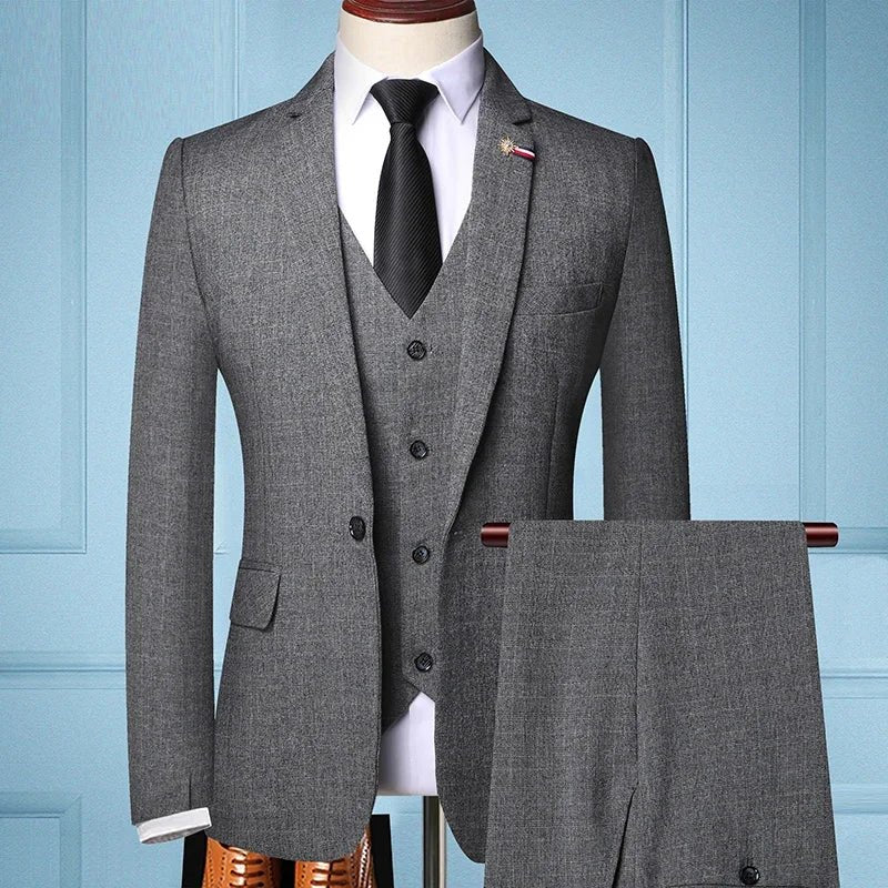 Traje De Hombre Elegante (Blazer+Vest+Pants) Men's Fashion Business Casual Slim Fit Wedding Business Suit Elegant Man Suit 6XL - Luzilly Bridal & Apparel