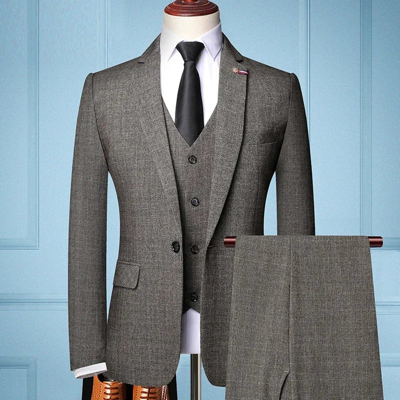 Traje De Hombre Elegante (Blazer+Vest+Pants) Men's Fashion Business Casual Slim Fit Wedding Business Suit Elegant Man Suit 6XL - Luzilly Bridal & Apparel