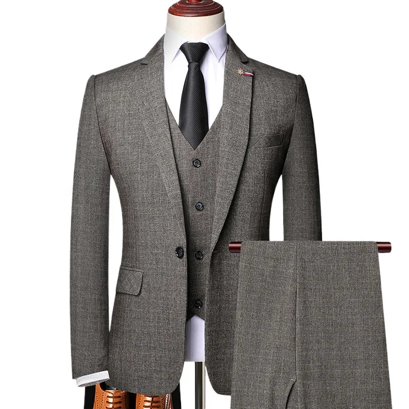 Traje De Hombre Elegante (Blazer+Vest+Pants) Men's Fashion Business Casual Slim Fit Wedding Business Suit Elegant Man Suit 6XL - Luzilly Bridal & Apparel