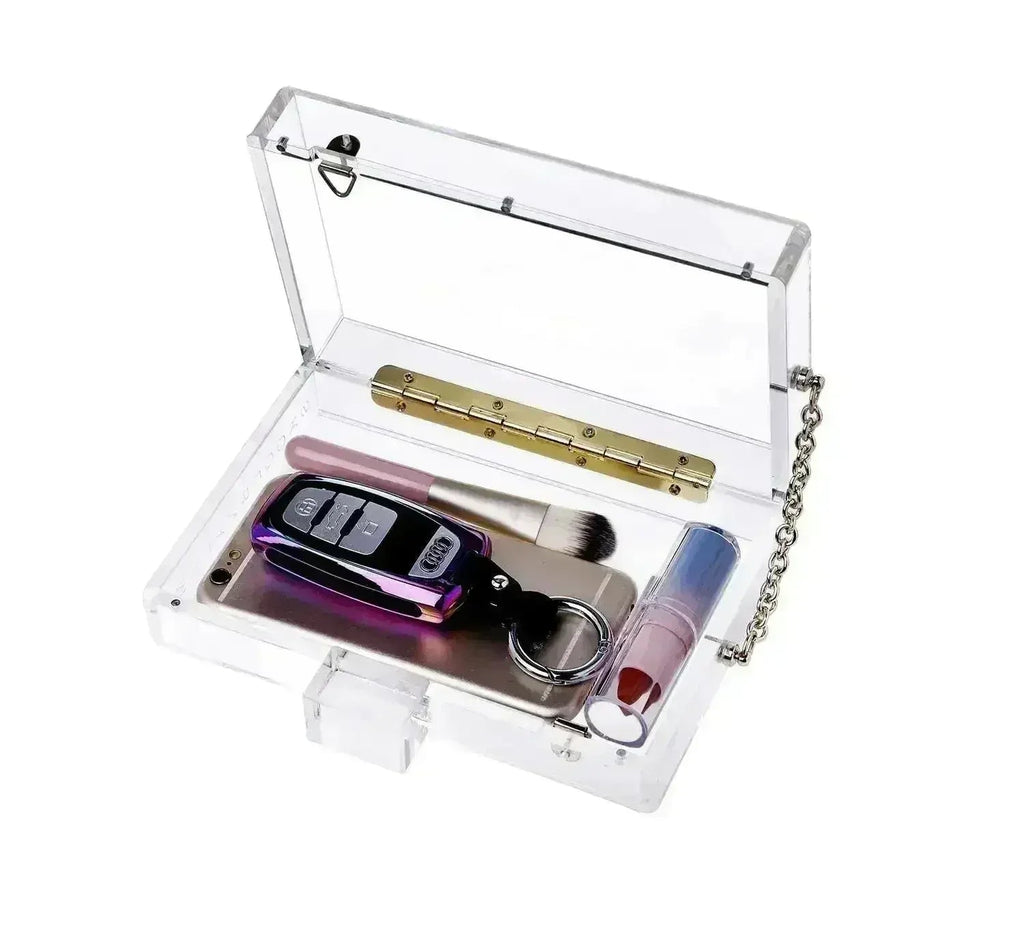 Transparent Acrylic Clear Clasp Clutch - Luzilly Bridal & Apparel