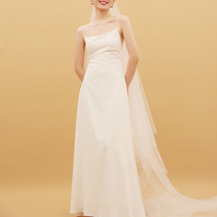 Travel Photo Light Wedding Dress With White Strap - Luzilly Bridal & Apparel