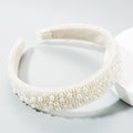 Trend Light Luxury Pearl Headband Hair Accessories Bride Retro Headwear Hand-Sewn Sponge Wide-Brimmed Headband - Luzilly Bridal & Apparel
