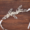 Trendy Silver Crystal Pearl Wedding Headband tiara For Bride Hair Accessories Handmade Pearl Bracelet Women Hiar Jewelry FD422 - Luzilly Bridal & Apparel