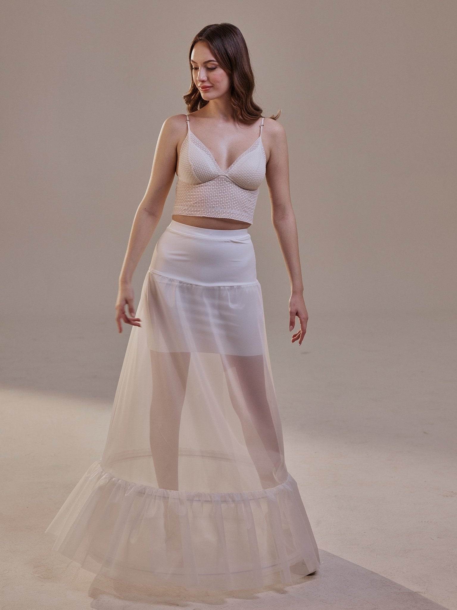 Trumpet Petticoat Skirt with Waist Corsage , Bridal Crinoline Slip - Luzilly Bridal & Apparel