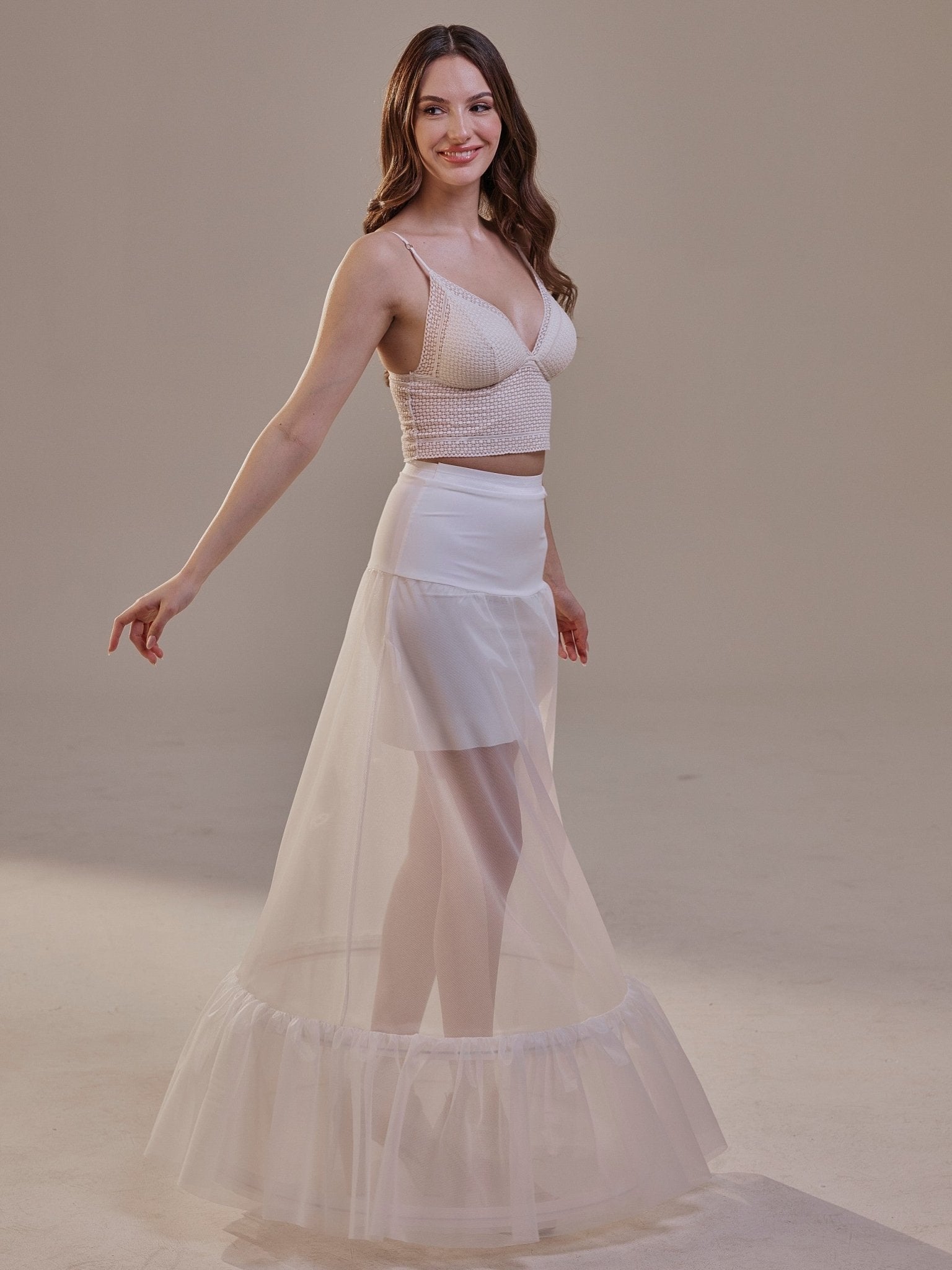 Trumpet Petticoat Skirt with Waist Corsage , Bridal Crinoline Slip - Luzilly Bridal & Apparel