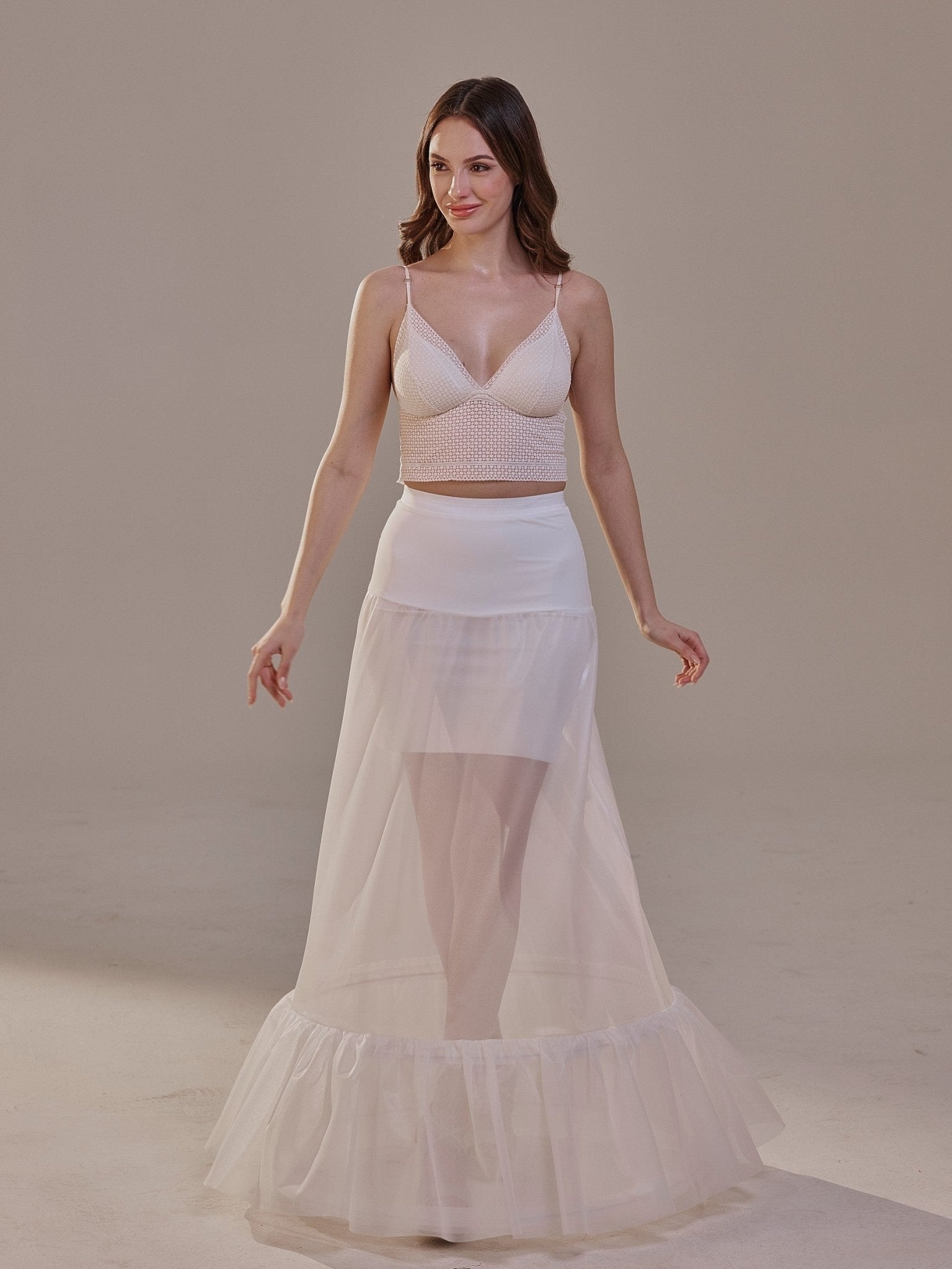 Trumpet Petticoat Skirt with Waist Corsage , Bridal Crinoline Slip - Luzilly Bridal & Apparel