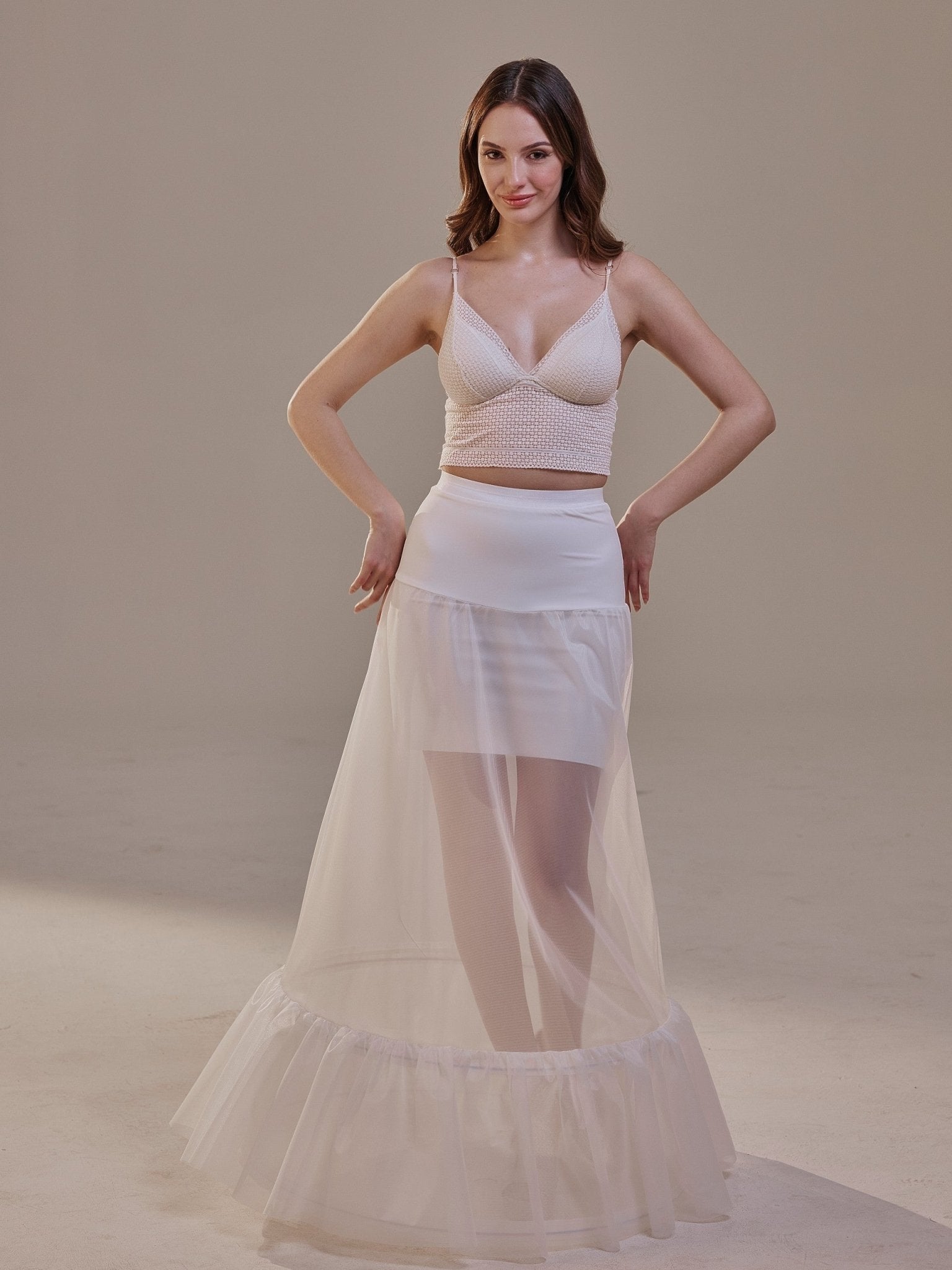 Trumpet Petticoat Skirt with Waist Corsage , Bridal Crinoline Slip - Luzilly Bridal & Apparel