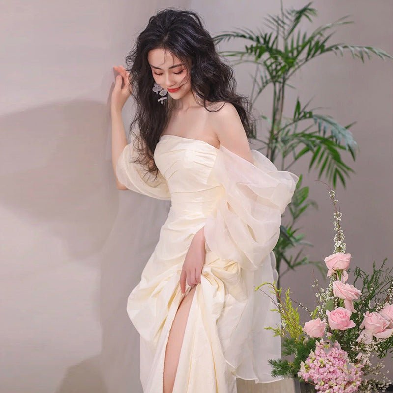 Tube Top Light Wedding Dress Bride Simple Long - Luzilly Bridal & Apparel