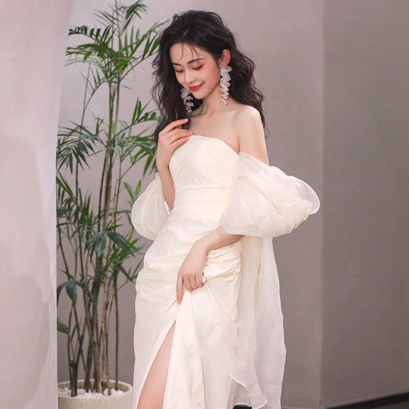 Tube Top Light Wedding Dress Bride Simple Long - Luzilly Bridal & Apparel
