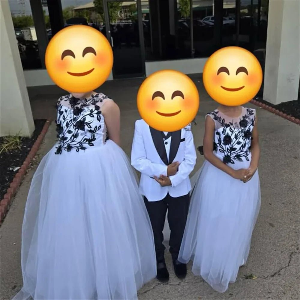 Tulle Applique Princess Flower Girl Dress Floor Length Elegant Sleeveless Classic Formal First Communion Dress Customized - Luzilly Bridal & Apparel
