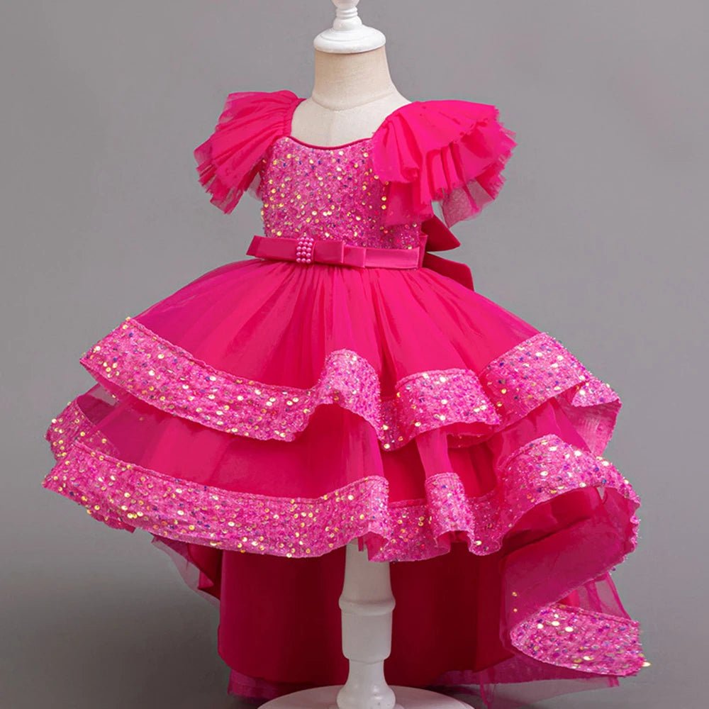 Tulle Layered Sequin Girls Evening Gown - Luzilly Bridal & Apparel