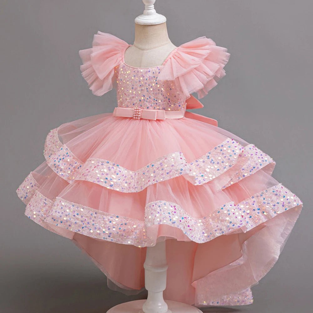 Tulle Layered Sequin Girls Evening Gown - Luzilly Bridal & Apparel