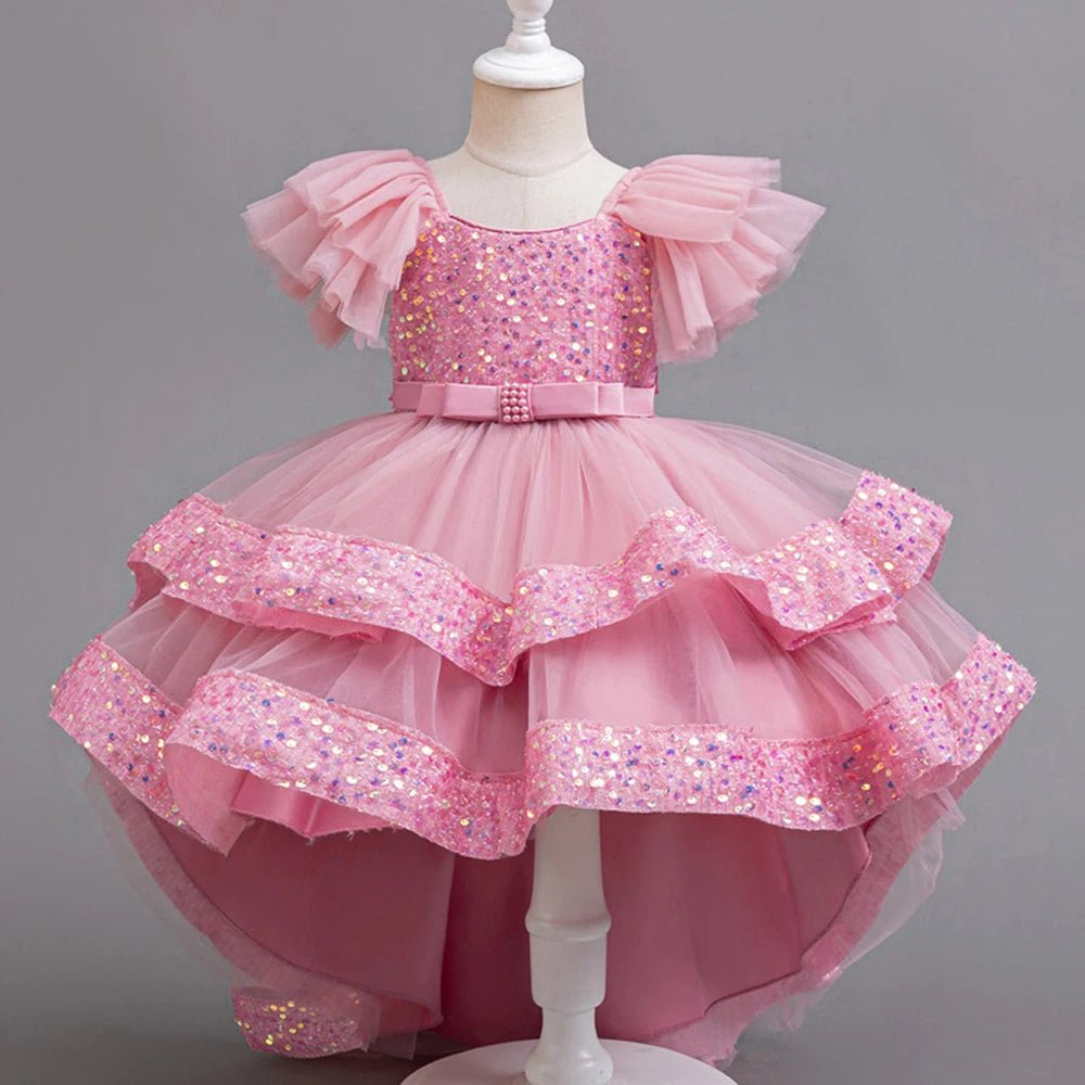 Tulle Layered Sequin Girls Evening Gown - Luzilly Bridal & Apparel