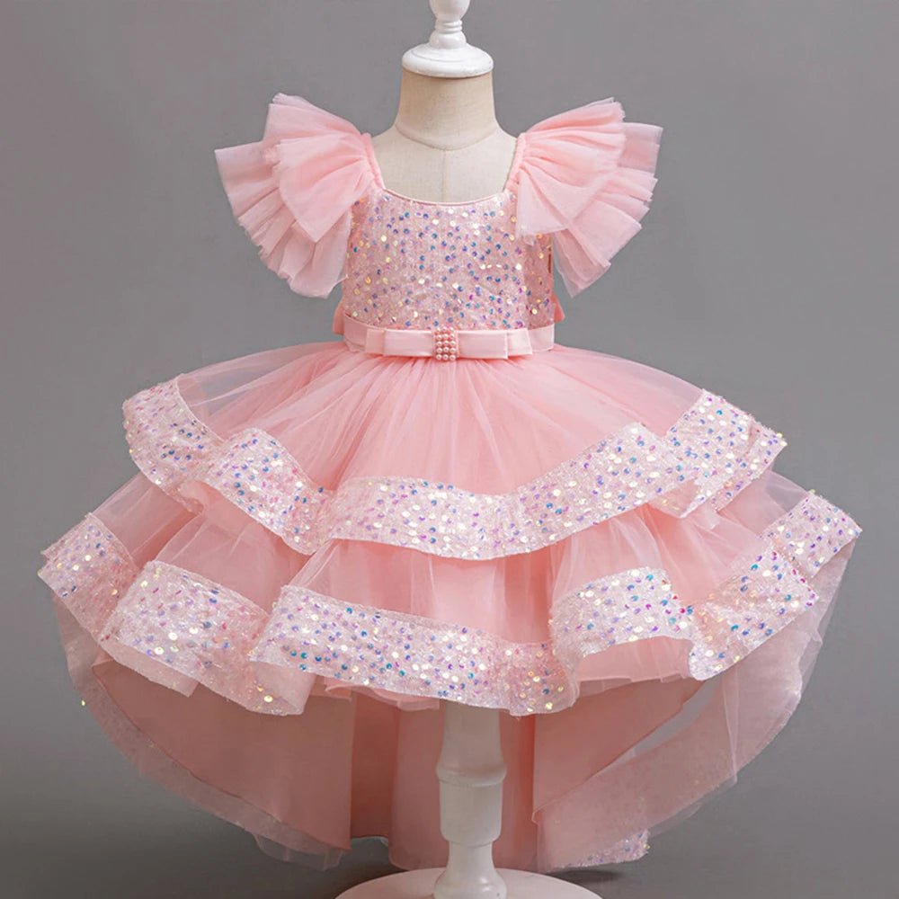 Tulle Layered Sequin Girls Evening Gown - Luzilly Bridal & Apparel