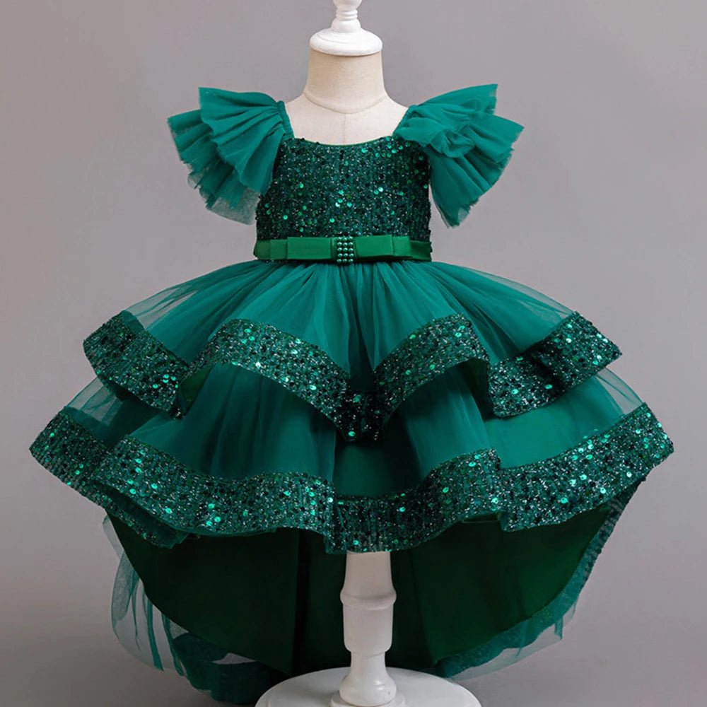 Tulle Layered Sequin Girls Evening Gown - Luzilly Bridal & Apparel