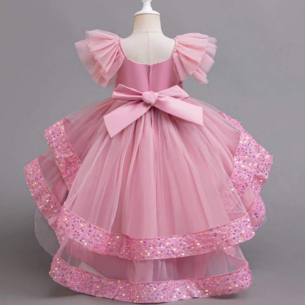 Tulle Layered Sequin Girls Evening Gown - Luzilly Bridal & Apparel