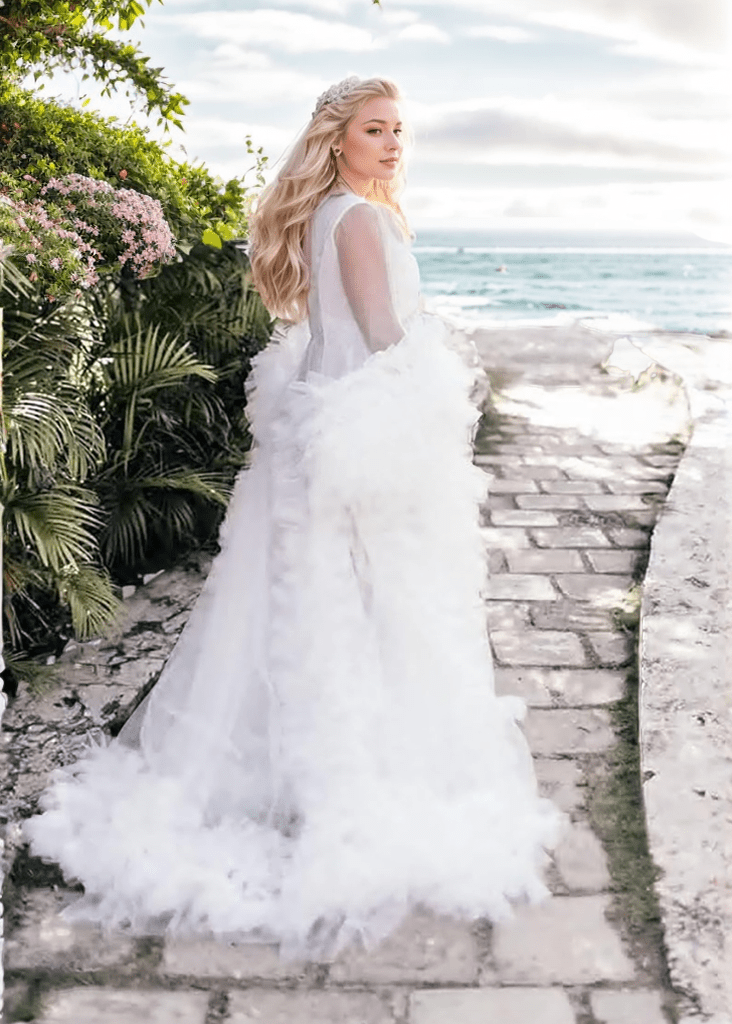 Tulle Ruffled Sleeves Fringe Multi-Color Custom Robe Dress for Theme Photo Shoot - Luzilly Bridal & Apparel