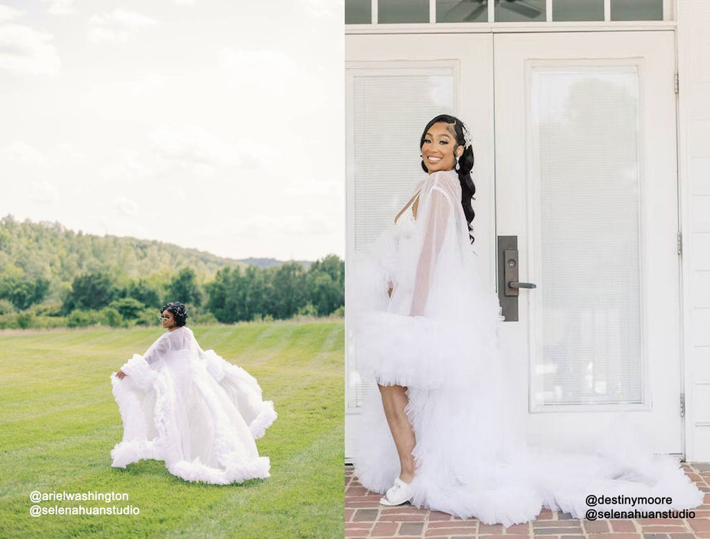 Tulle Ruffled Sleeves Fringe Multi-Color Custom Robe Dress for Theme Photo Shoot - Luzilly Bridal & Apparel
