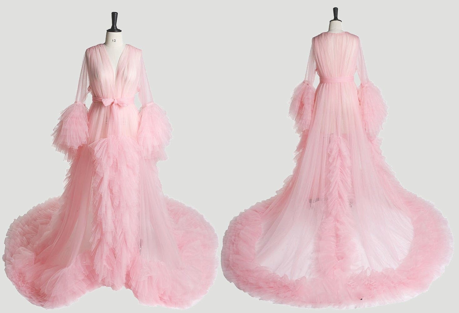 Tulle Ruffled Sleeves Fringe Multi-Color Custom Robe Dress for Theme Photo Shoot - Luzilly Bridal & Apparel