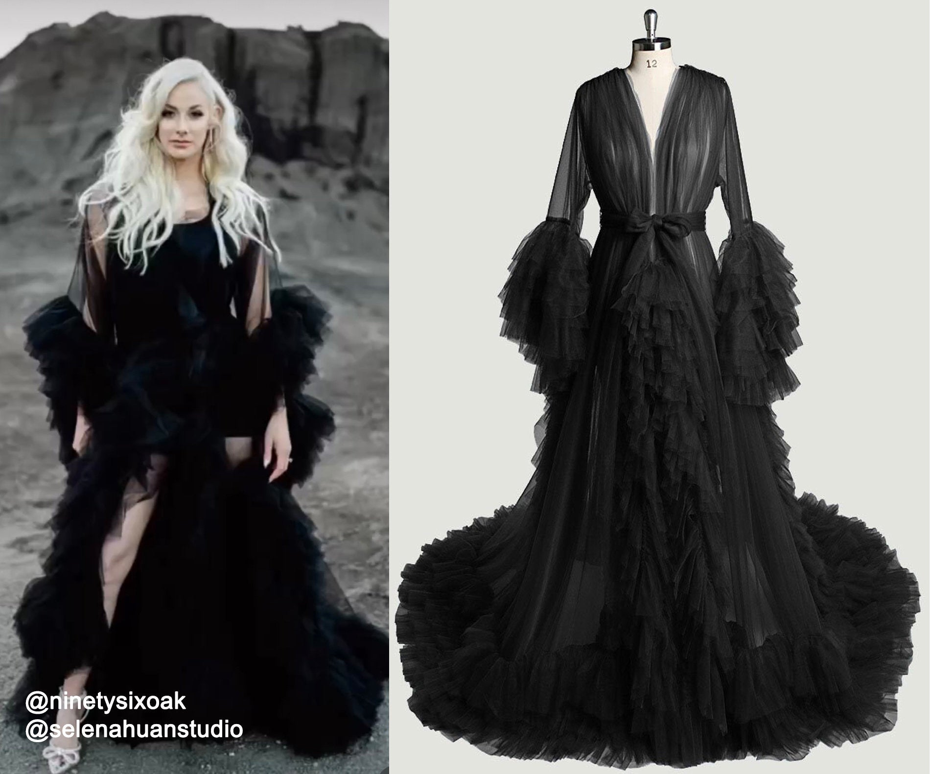 Tulle Ruffled Sleeves Fringe Multi-Color Custom Robe Dress for Theme Photo Shoot - Luzilly Bridal & Apparel