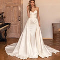 Two-in-One Satin Mermaid Wedding Gown with Detachable Train - Luzilly Bridal & Apparel