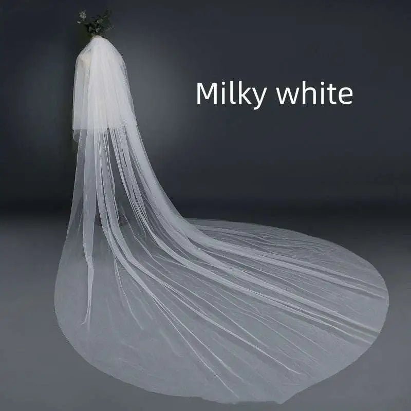 Two-Layer Cathedral Veil with Blusher - Luzilly Bridal & Apparel