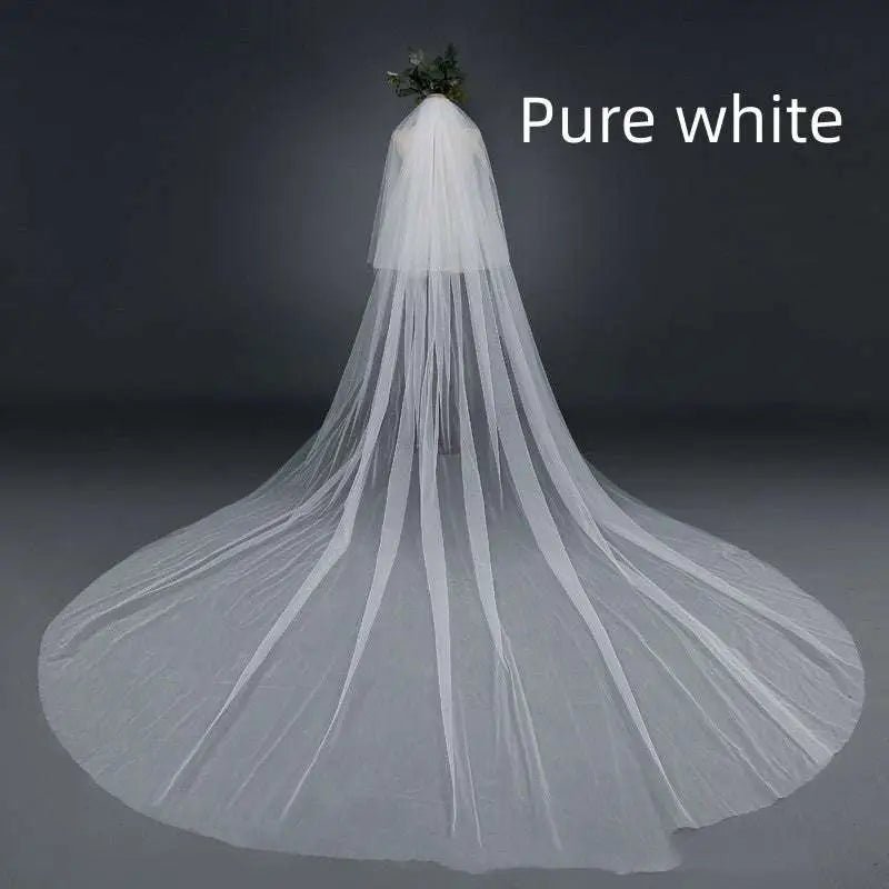 Two-Layer Cathedral Veil with Blusher - Luzilly Bridal & Apparel