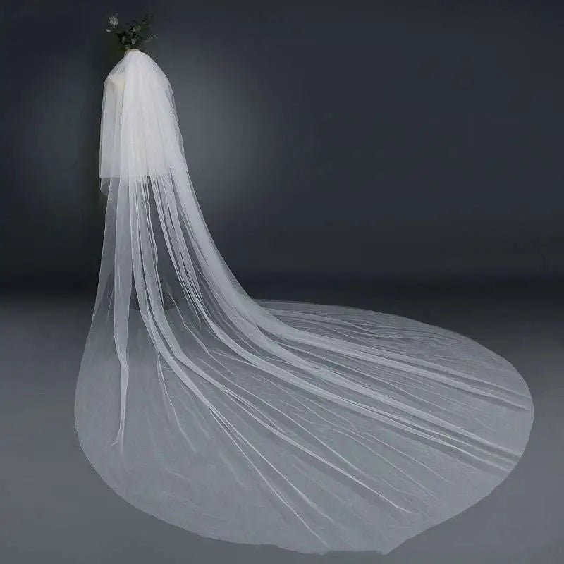Two-Layer Cathedral Veil with Blusher - Luzilly Bridal & Apparel