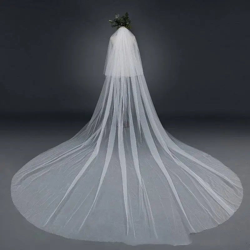 Two-Layer Cathedral Veil with Blusher - Luzilly Bridal & Apparel