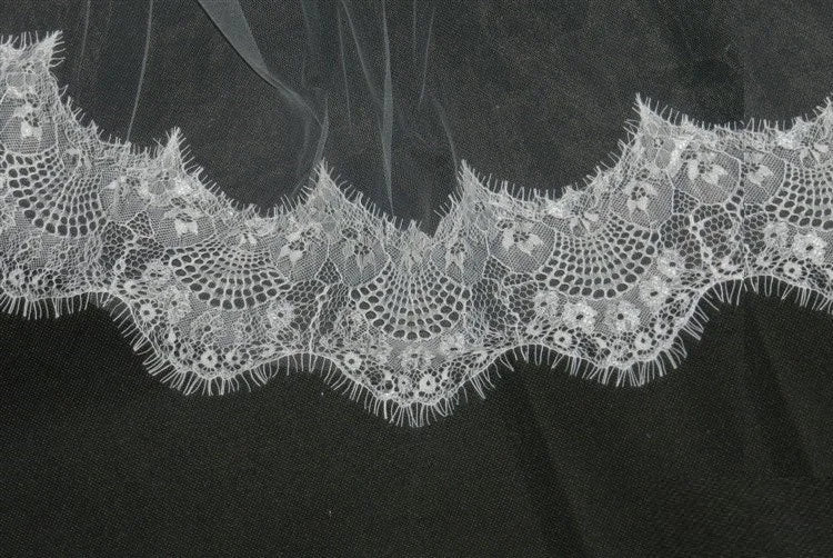 Two-Layer Lace Edge Soft Tulle Wedding Veil - Luzilly Bridal & Apparel