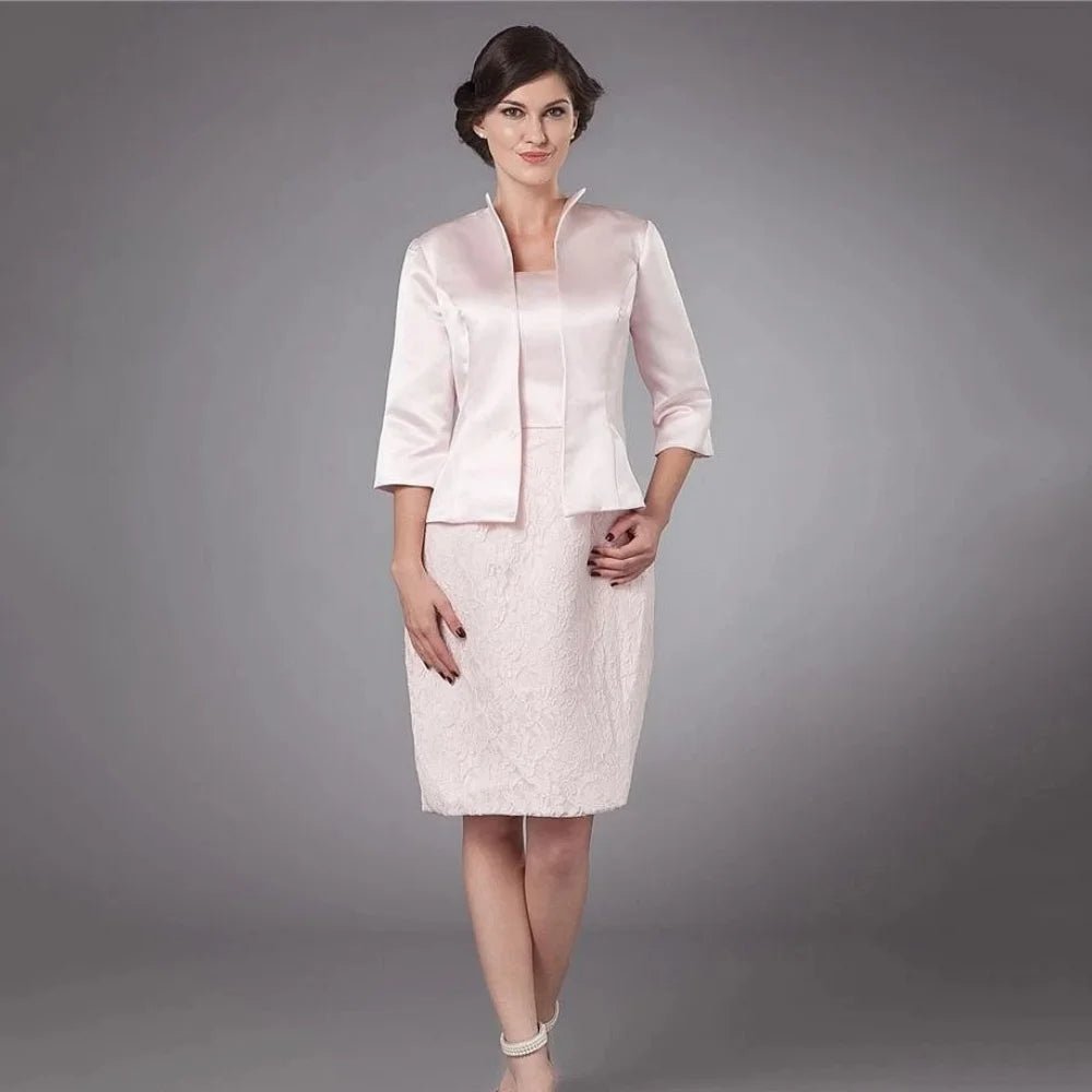 Two-Piece Appliqué Mother of the Bride Dress — Knee Length - Luzilly Bridal & Apparel