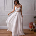 Two-Piece Boho A-Line Wedding Gown with Spaghetti Straps - Luzilly Bridal & Apparel