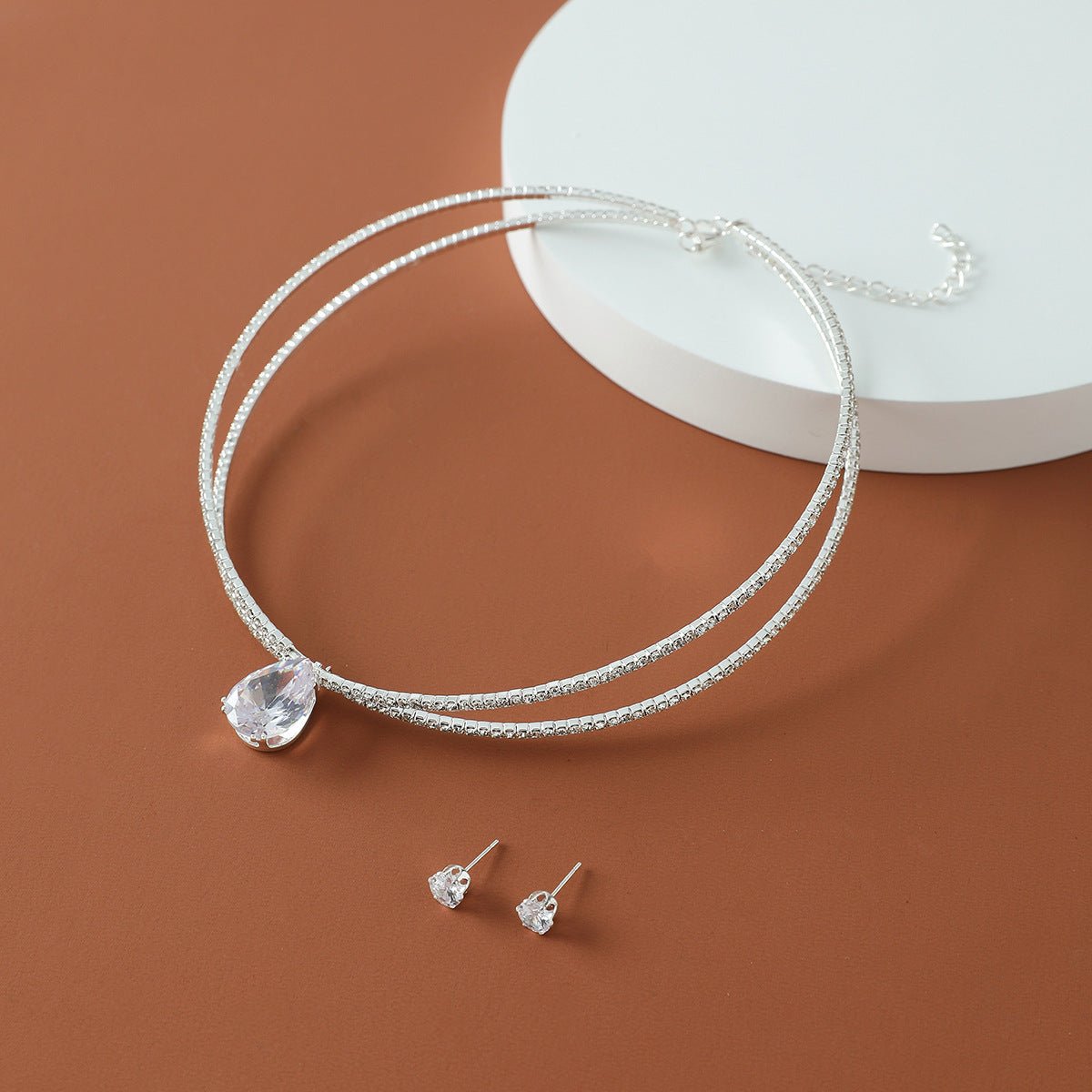 Two-Piece Bridal Necklace & Earring Set - Luzilly Bridal & Apparel
